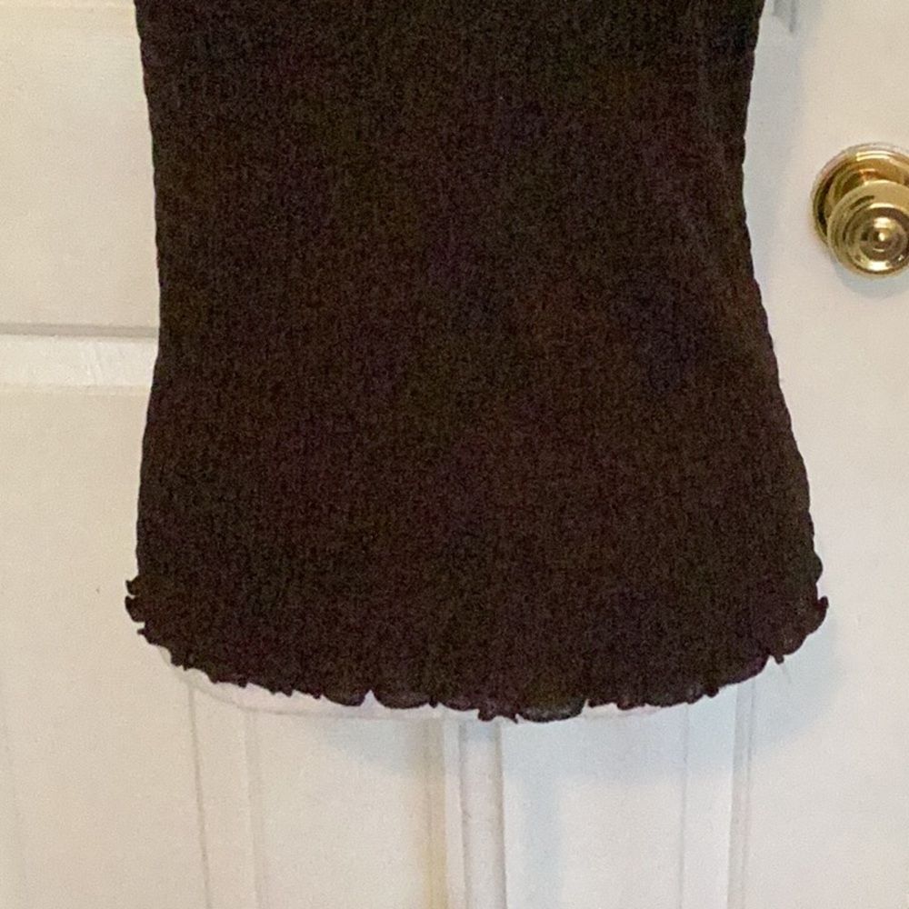 Cache Vintage Espresso Brown Ruched Sleeveless Turtleneck Top - Picture 3 of 11